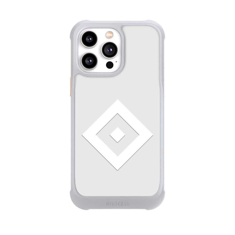 iPhone 14 Pro Max NIVOmax Logo en forme de losange sur fond gris HSV