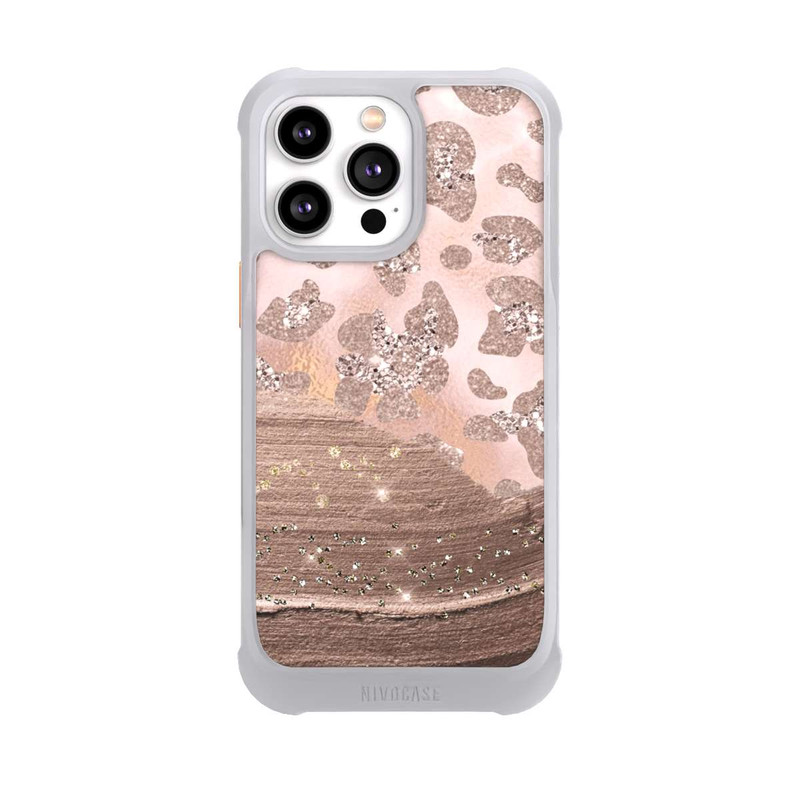 iPhone 14 Pro Max NIVOmax Silberner Leoparden Glitzerlook
