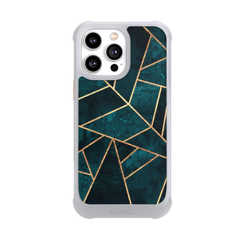 iPhone 14 Pro Max NIVOmax Tief Blaugrün Stein Gold Druck