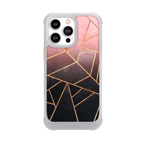 Apple iPhone 14 Pro Max NIVOmax Pinker und Schwarzer Stein Gold Druck