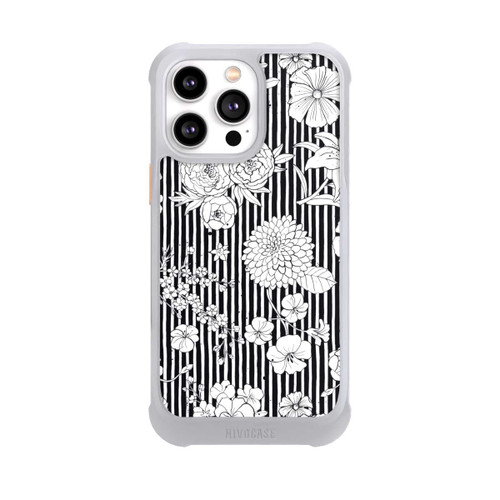 Apple iPhone 14 Pro Max NIVOmax Flowers and Stripes Black and White