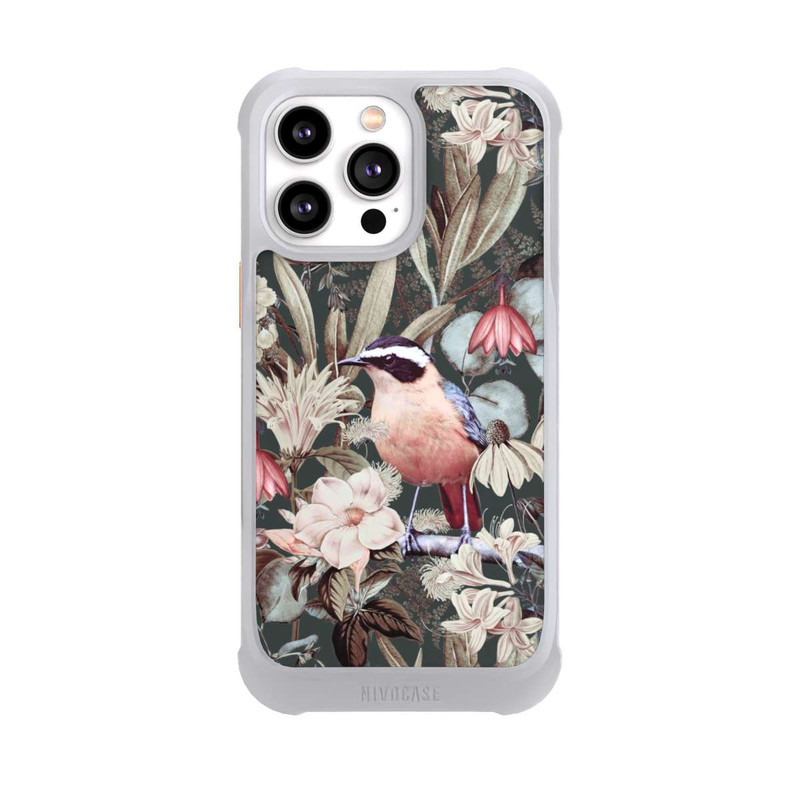 iPhone 14 Pro Max NIVOmax Oiseau orange à motif de fleurs vintage