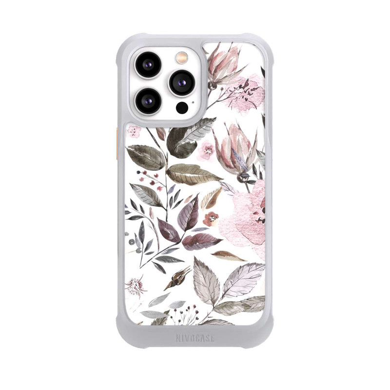 iPhone 14 Pro Max NIVOmax Aquarelle Fleurs Roses Brunes