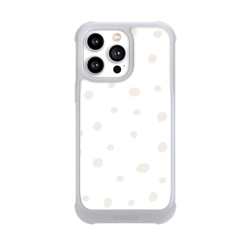 iPhone 14 Pro Max NIVOmax Motif à Pois Blanc Marron