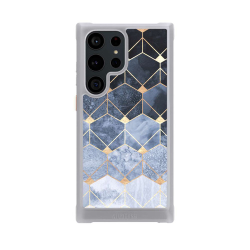 Samsung Galaxy S23 Ultra NIVOmax Blue Hexagons And Diamonds Gold Print