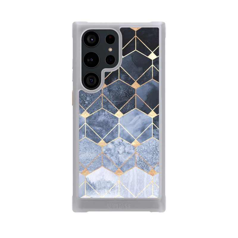 Galaxy S23 Ultra NIVOmax Blaue Sechsecke und Diamanten Golddruck