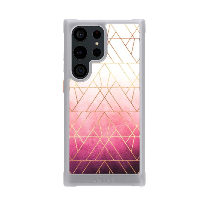 Galaxy S23 Ultra NIVOmax Triangles ombrés roses imprimé doré