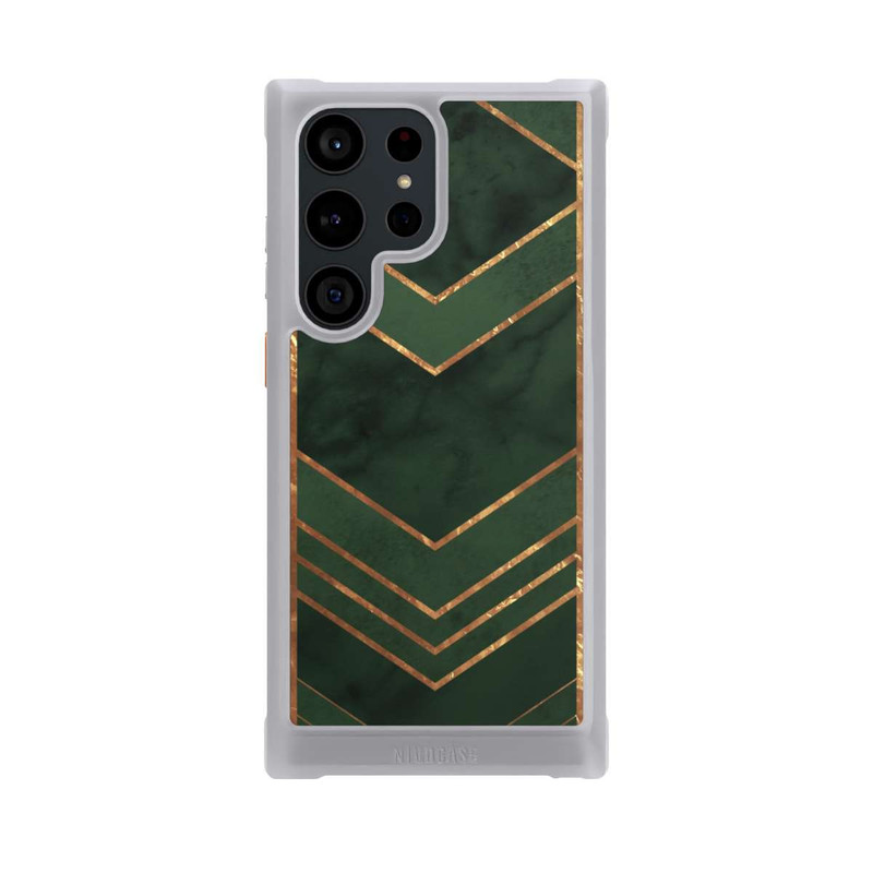 Galaxy S23 Ultra NIVOmax Dark Green Pattern Golden Stripes