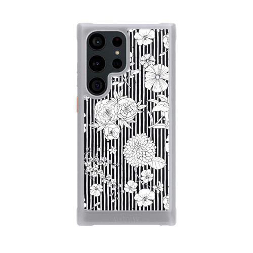 Samsung Galaxy S23 Ultra NIVOmax Flowers and Stripes Black and White