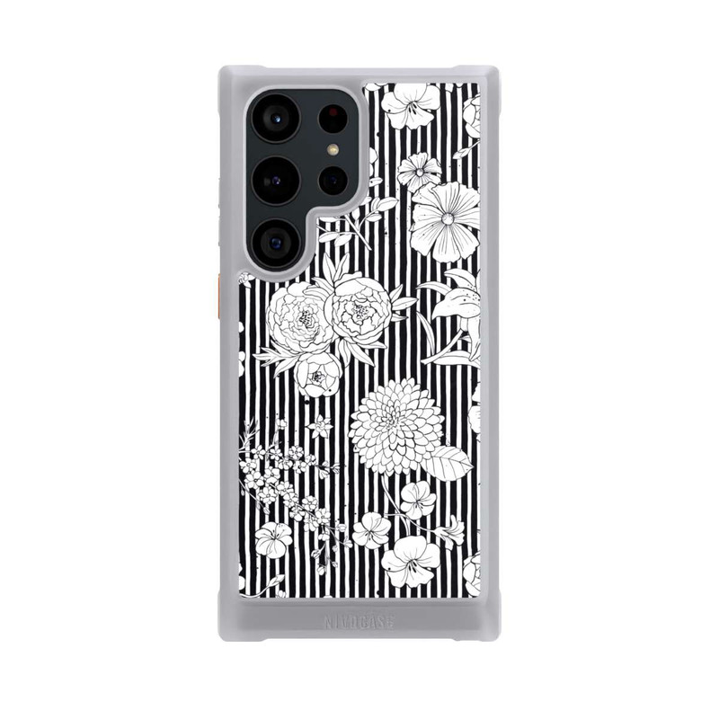 Galaxy S23 Ultra NIVOmax Fleurs et rayures noir et blanc