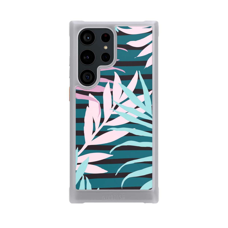 Galaxy S23 Ultra NIVOmax Pastell-Dschungelblätter rosa blaugrün