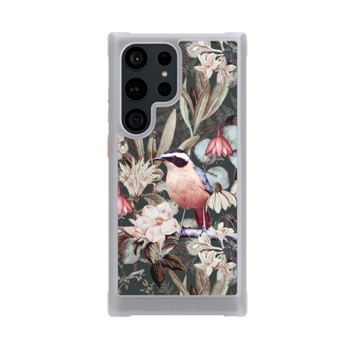 Samsung Galaxy S23 Ultra NIVOmax Orangefarbener Vogel im Vintage Blumenmuster