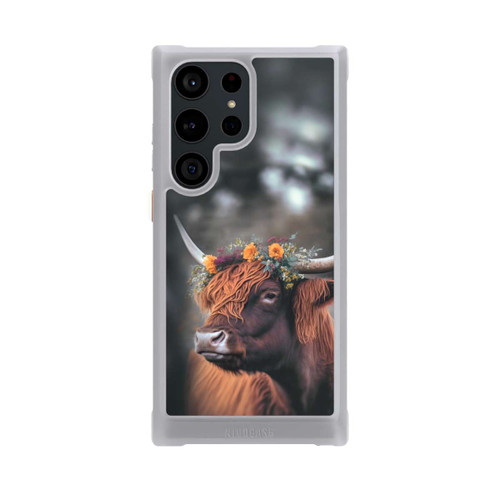 Samsung Galaxy S23 Ultra NIVOmax Vache des Highlands avec des fleurs avec IA