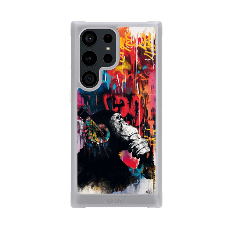 Galaxy S23 Ultra NIVOmax Affe Stereo Kopfhörer Graffiti Street Art Blau