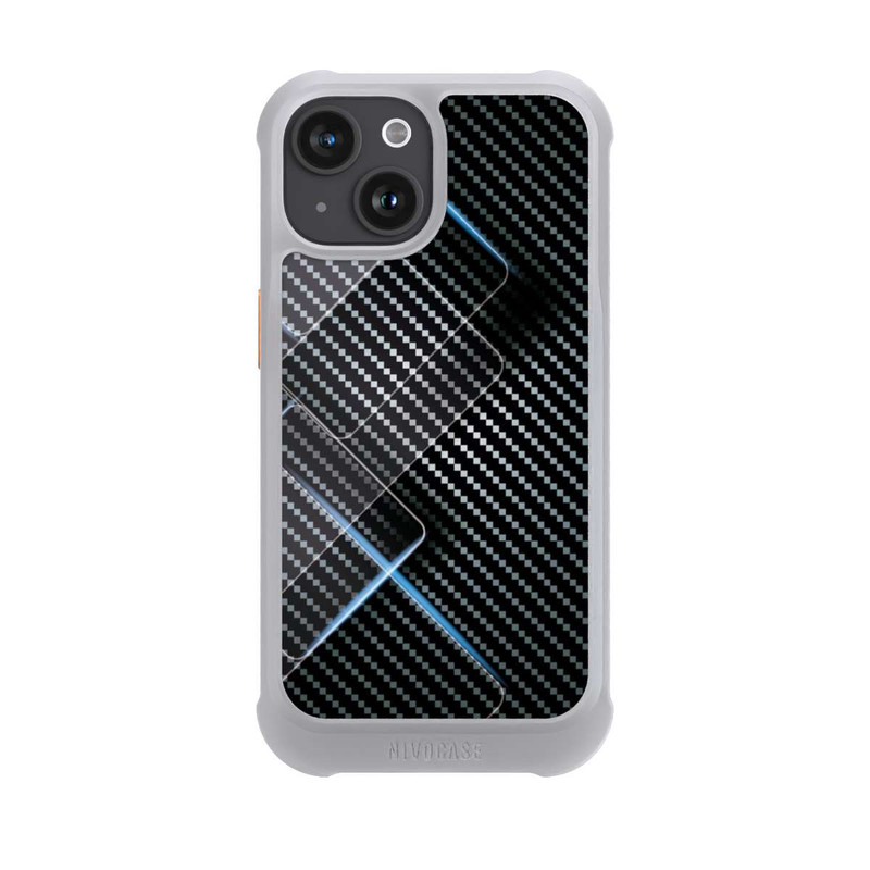iPhone 15 NIVOmax Blaue Linien auf Karbon