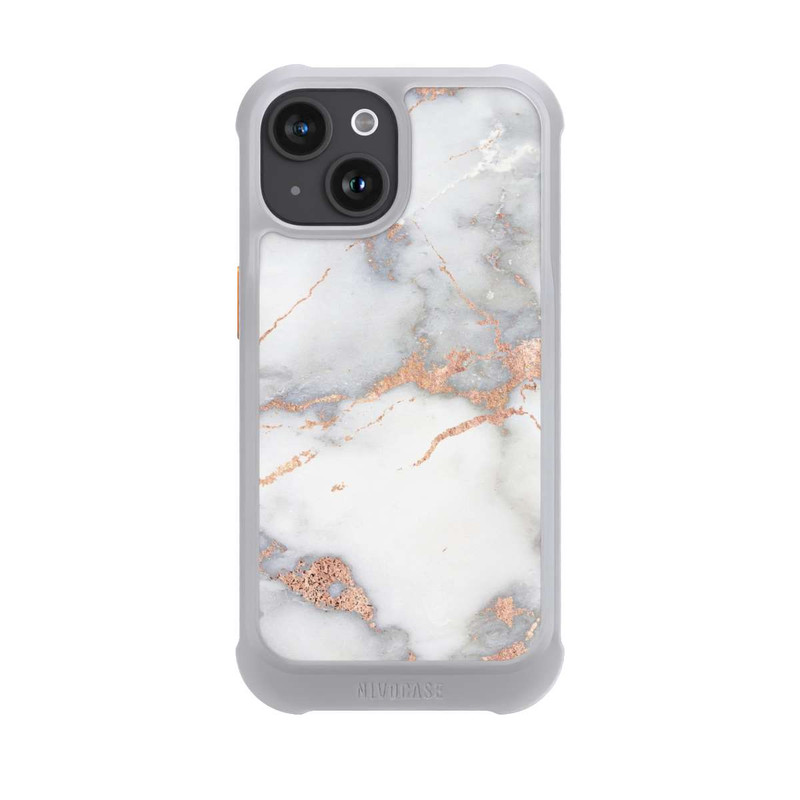 iPhone 15 NIVOmax Marbre Blanc et Doré