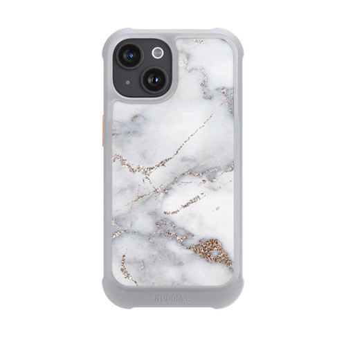 Apple iPhone 15 NIVOmax Silberglitzer Marmorlook