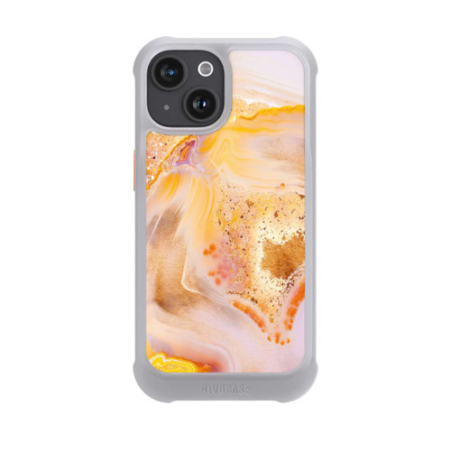 Apple iPhone 15 NIVOmax Orangefarbener Glitzer Marmorlook