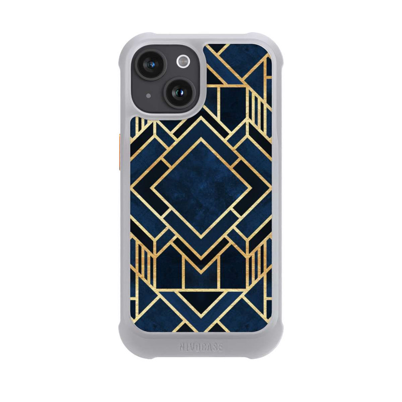 iPhone 15 NIVOmax Impression Art Déco Bleu Or