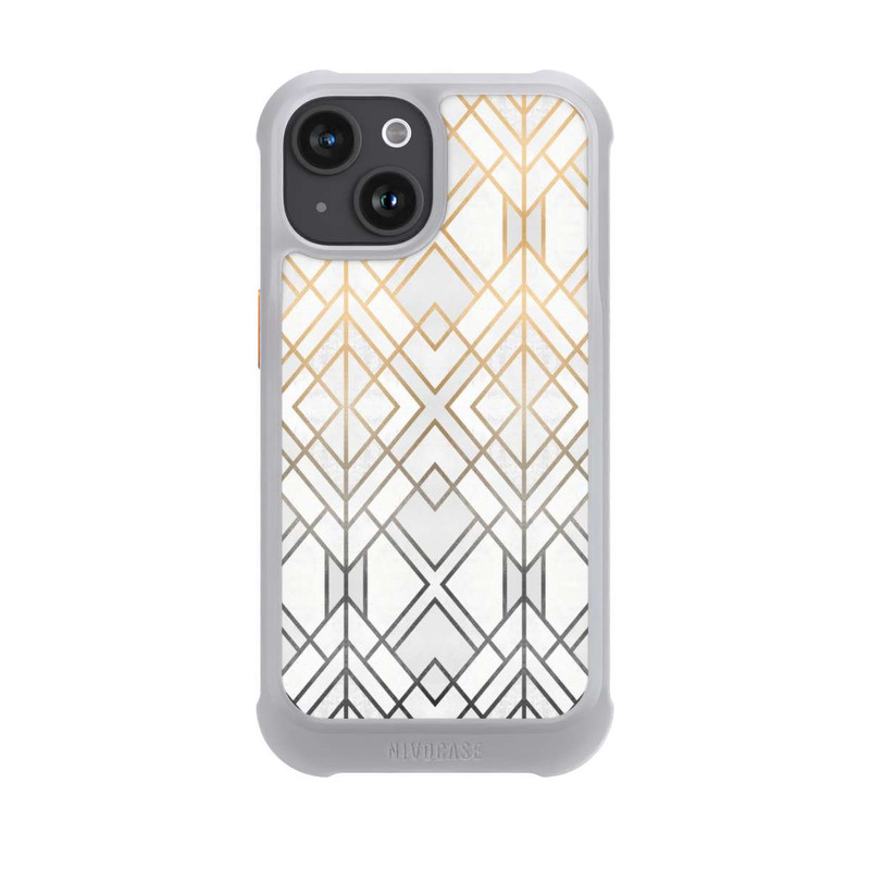 iPhone 15 NIVOmax Gold und Grauer Geo Golddruck