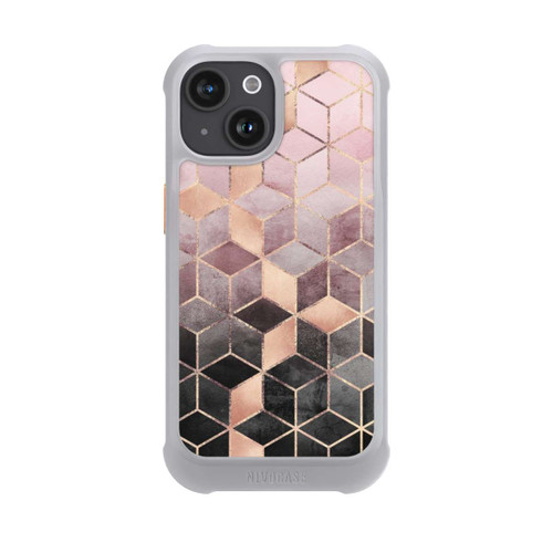 Apple iPhone 15 NIVOmax Pink-grauer Farbverlauf Würfel Druck
