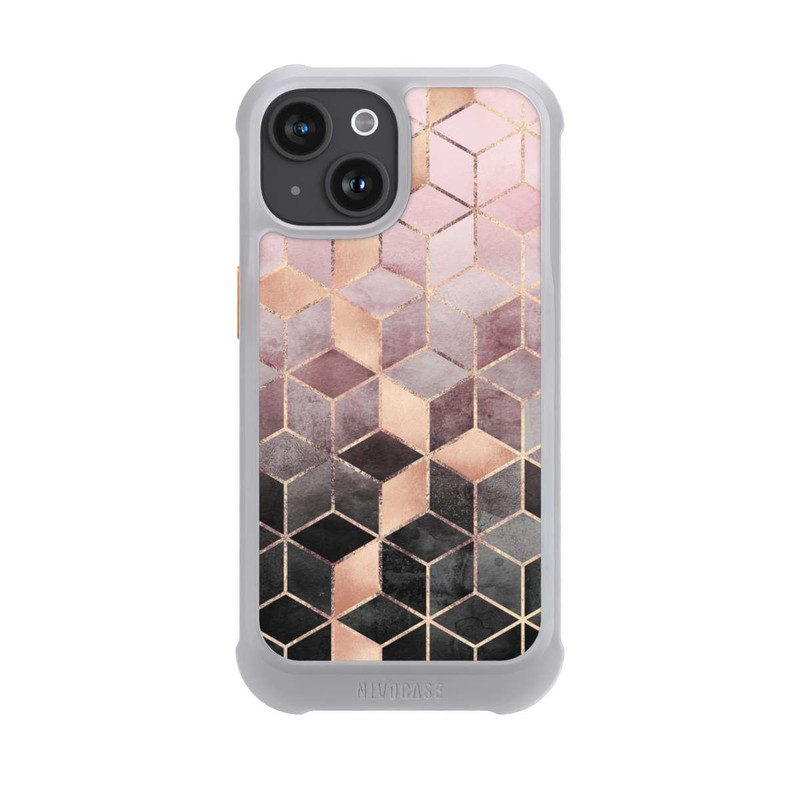 iPhone 15 NIVOmax Pink-grauer Farbverlauf Würfel Druck