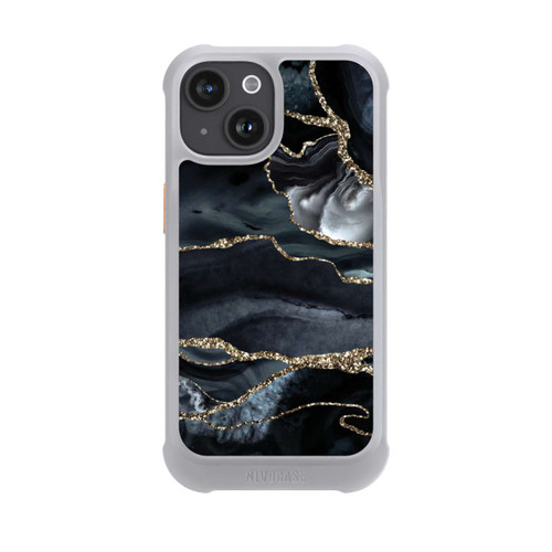 Apple iPhone 15 NIVOmax Dunkler Marmor Gold Glitzerlook