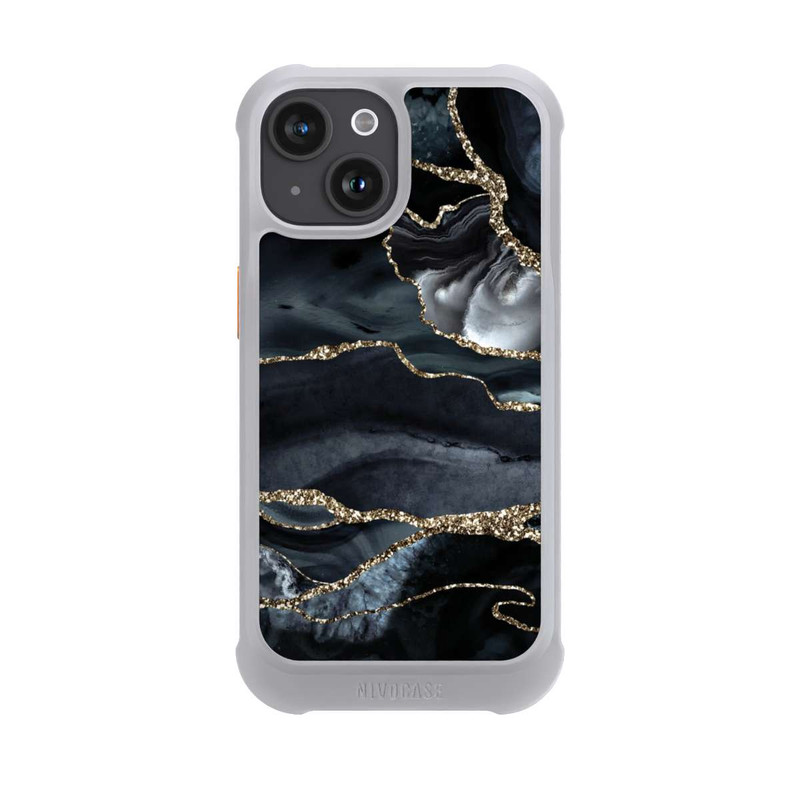iPhone 15 NIVOmax Dark Marble Gold Glitter Look