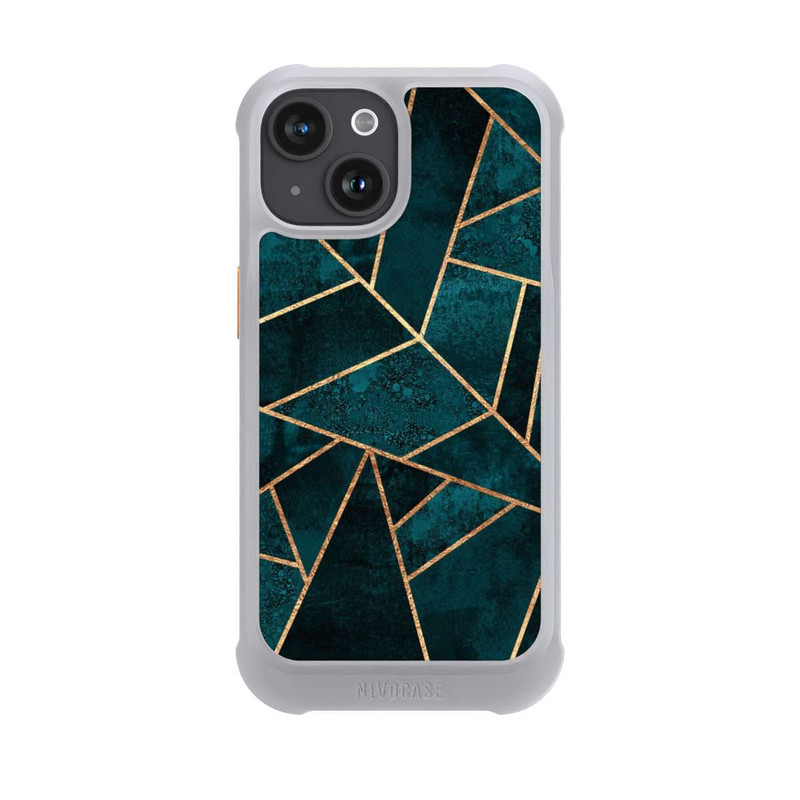 iPhone 15 NIVOmax Tief Blaugrün Stein Gold Druck