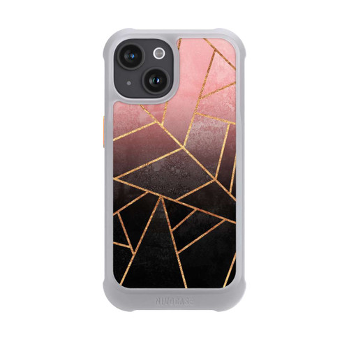 Apple iPhone 15 NIVOmax Pinker und Schwarzer Stein Gold Druck