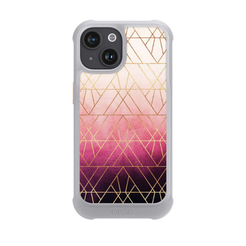 Apple iPhone 15 NIVOmax Pink Ombre Dreiecke Golddruck