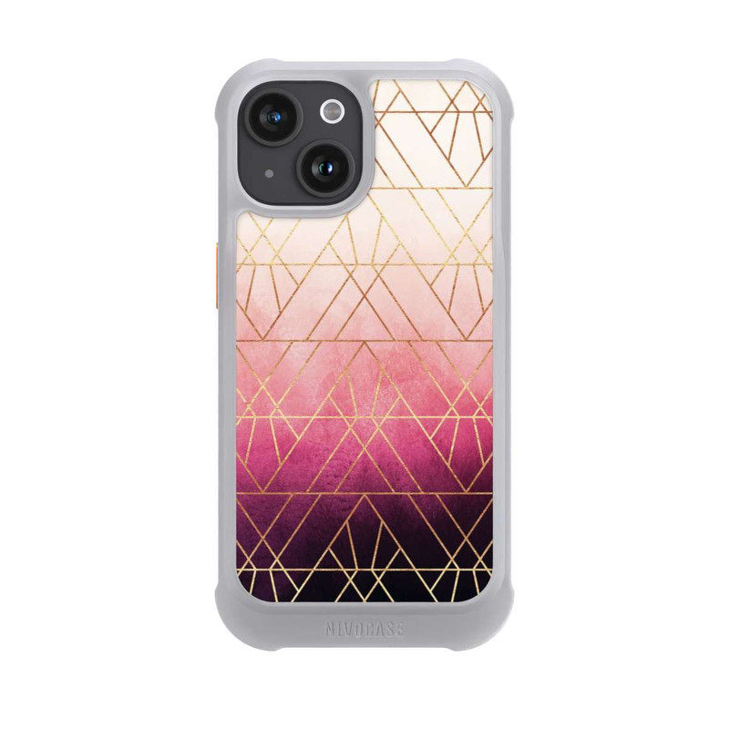iPhone 15 NIVOmax Pink Ombre Dreiecke Golddruck
