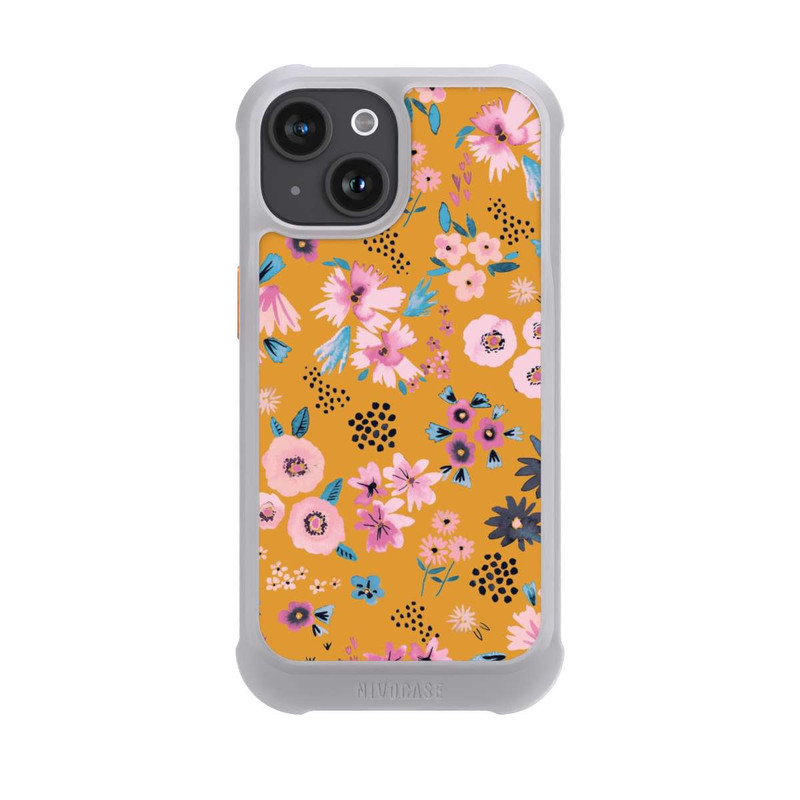 iPhone 15 NIVOmax Petites Fleurs Jaune Moutarde