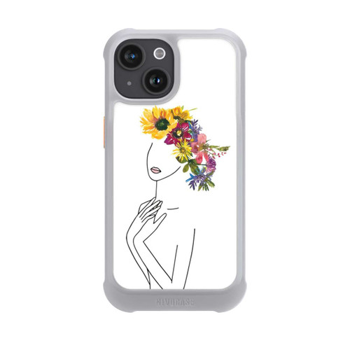 Apple iPhone 15 NIVOmax Line Art Frau mit Blumenkrone