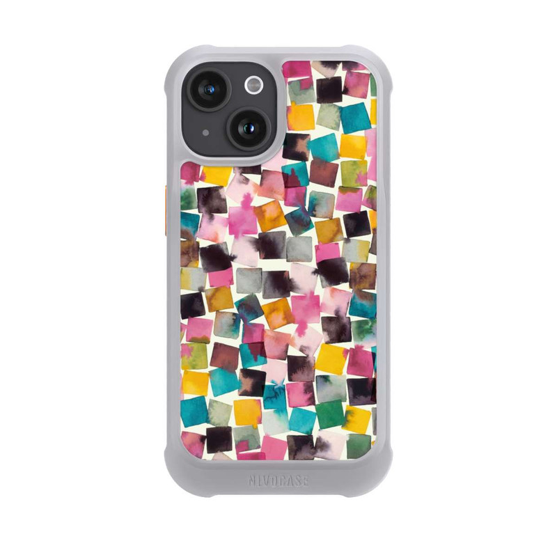 iPhone 15 NIVOmax Aquarell geometrische Plaids rosa