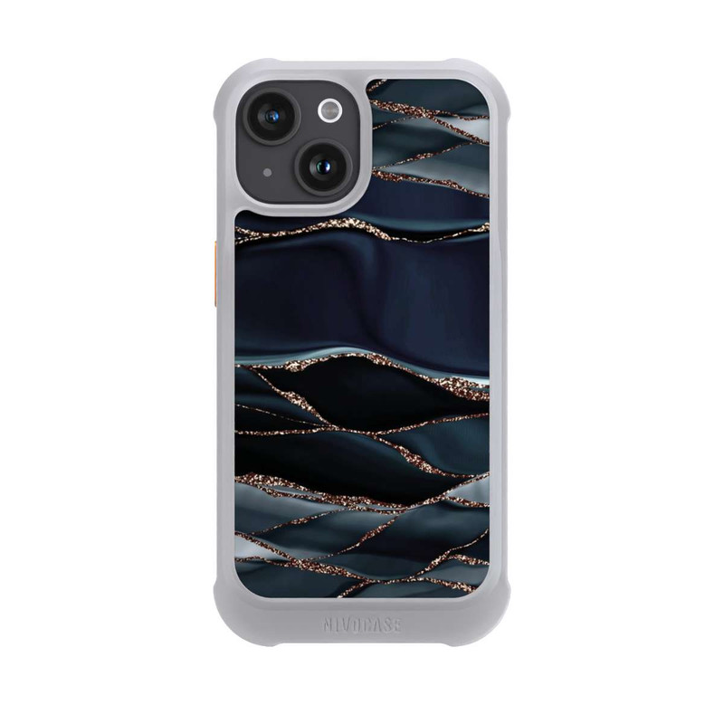 iPhone 15 NIVOmax Dunkelgraue Streifen goldener Look