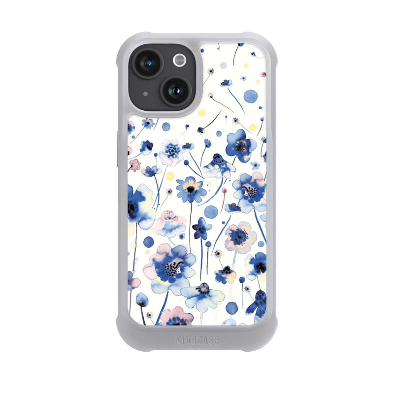 iPhone 15 NIVOmax Aquarelltinte blaue Blumen