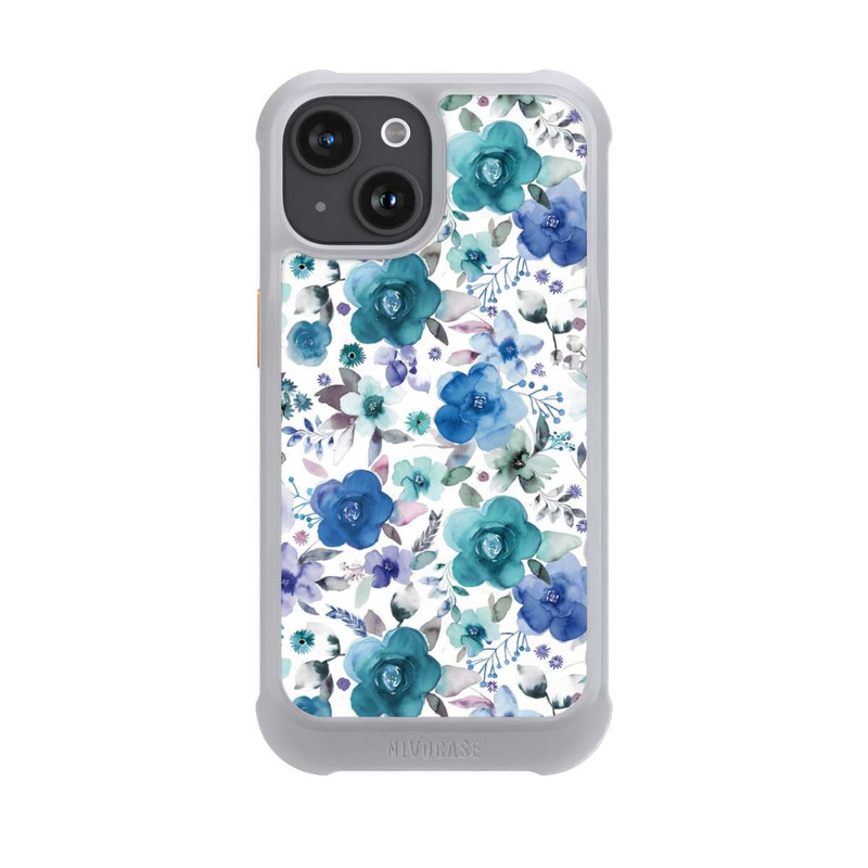 iPhone 15 NIVOmax Bouquets de fleurs d'hiver bleu