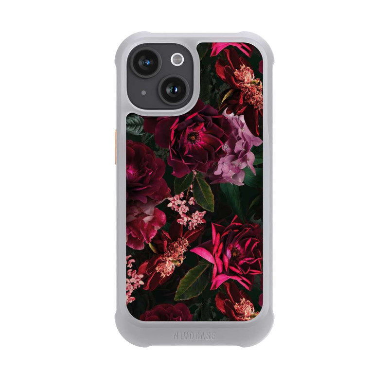 iPhone 15 NIVOmax Dark Romantiv Red and Pink Peonies Flowers