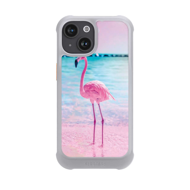 iPhone 15 NIVOmax Rosa Flamingo am Meer