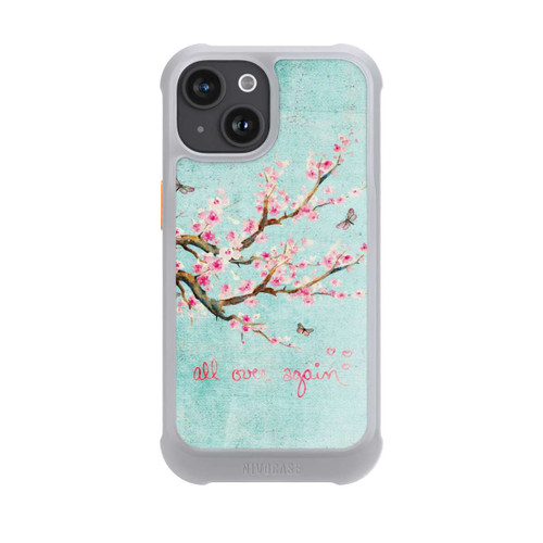 Apple iPhone 15 NIVOmax Motif d'arbre en fleurs de cerisier bleu