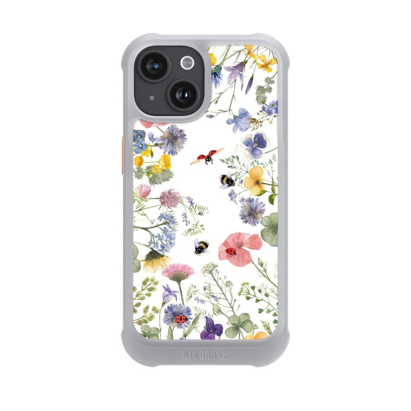 iPhone 15 NIVOmax Bunte Frühlingsblumen und Bienen