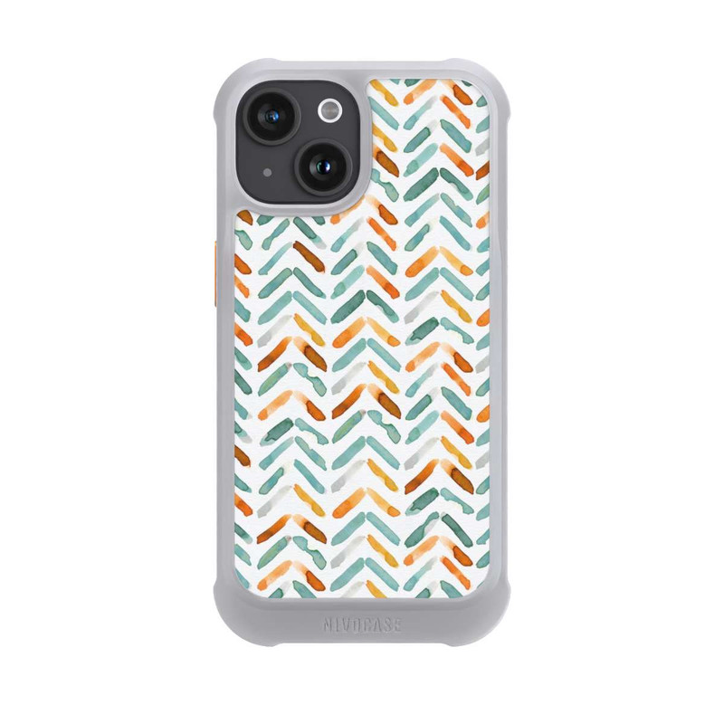 iPhone 15 NIVOmax Elegant Fall Chevron Blue Orange