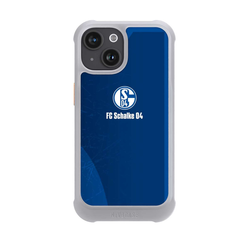 iPhone 15 NIVOmax Schalke 04 Blauer Hintergrund Mit Logo