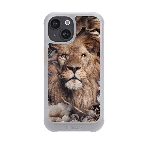 Apple iPhone 15 NIVOmax Löwe Blumenrahmen Beige