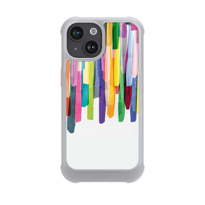 iPhone 15 NIVOmax Bunte Streifen Weißer Hintergrund