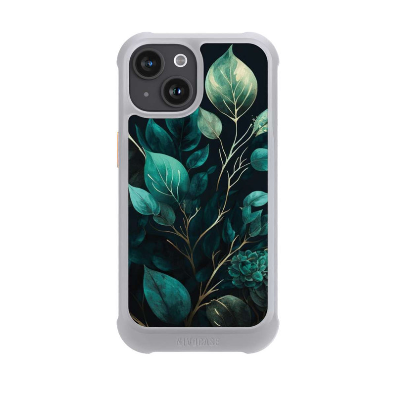 iPhone 15 NIVOmax Green Eucalyptus Leaves against a Dark Background with AI