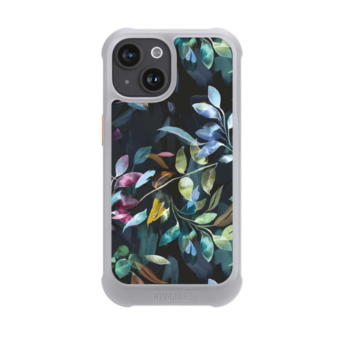 Apple iPhone 15 NIVOmax Mystische Aquarellblätter schwarz