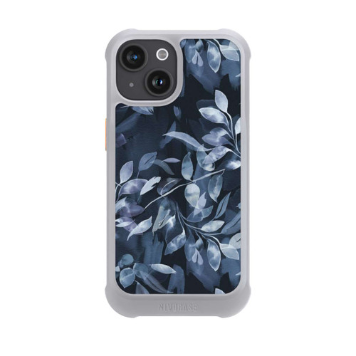 Apple iPhone 15 NIVOmax Mystische Aquarellblätter marineblau