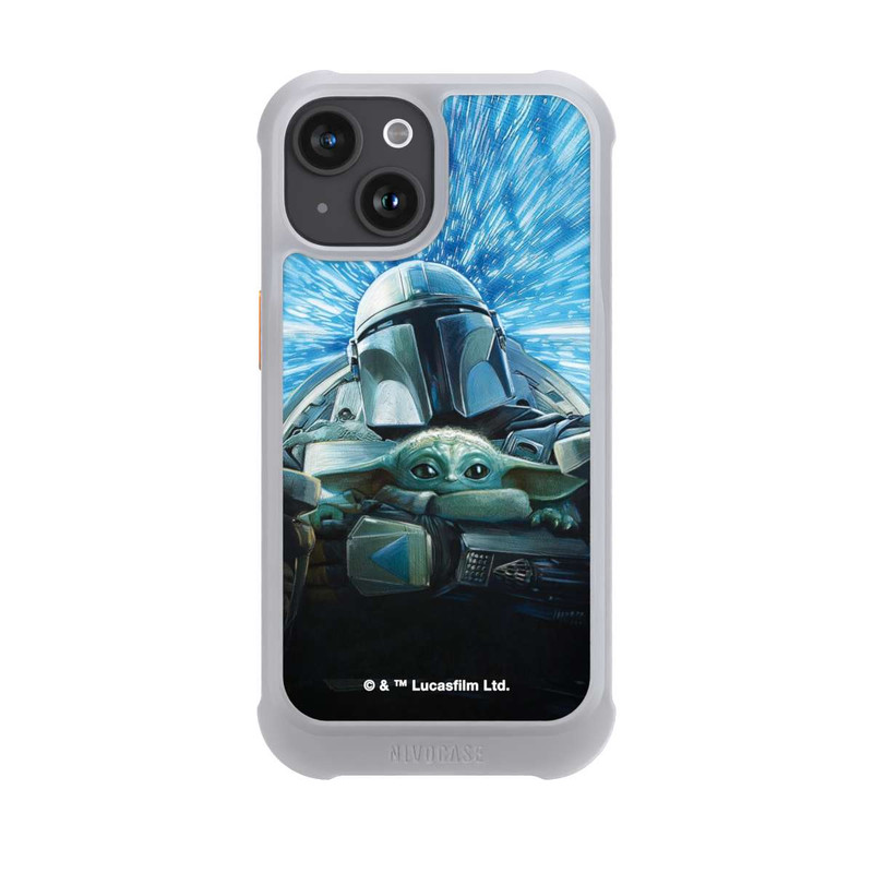 iPhone 15 NIVOmax Grogu und Mando fliegen blau